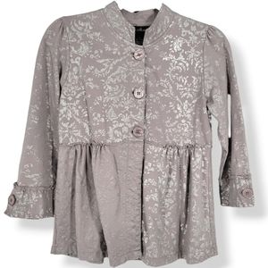 WILLI SMITH Metallic Damask Shacket Cardigan Grey Mauve